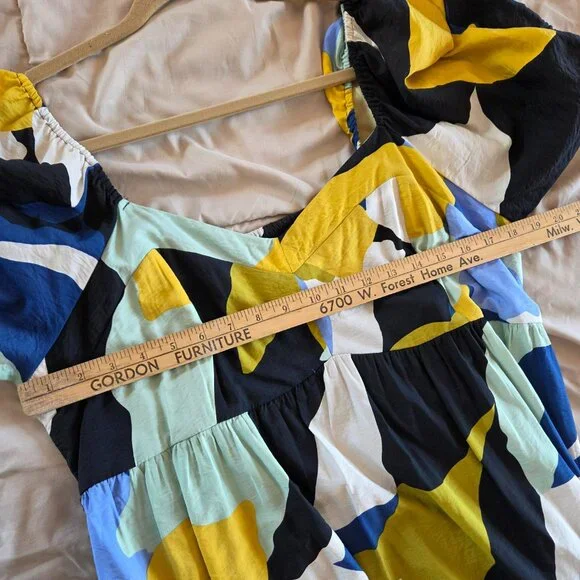 Nine West Multicolor Abstract Baby Doll Maxi Dress XXL - Picture 6 of 7